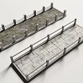 Landscape Bridge Design With Stone Paved Walkway And Decorative Metal Railings