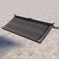 Traditional Architectural Roof Component With Black Tiles Sloped Design And Decorative Eaves
