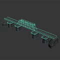 Garden Ornament Bridge With Stone Piers And Metal Frame Structure Design