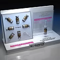 BIO ESSENCE Display Stand Featuring Multiple Ampoules Innovation Research Center And Front Larger Bottle