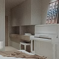 Modern Bedroom Interior With Wooden Textured Wall King Size Bed And Floating Shelves