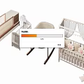 Baby Cribs with Rocking Bassinet Canopy Design and Wooden Storage Shelf