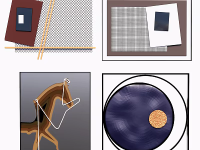 Minimalist Abstract Wall Decor Art With Geometric Patterns Lines And Circular Shapes 3d model