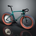 Teal Bicycle With Large Orange Accented Tires And Modern Design