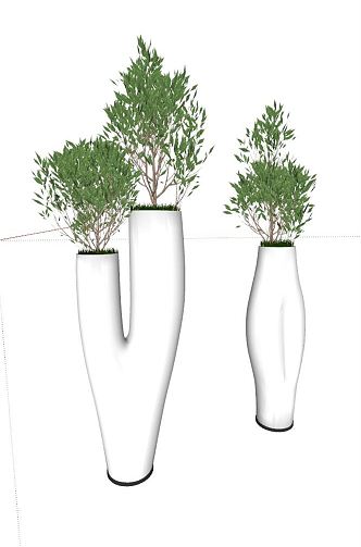 Modern potted plants nice green plant ornaments vase plants 3d model