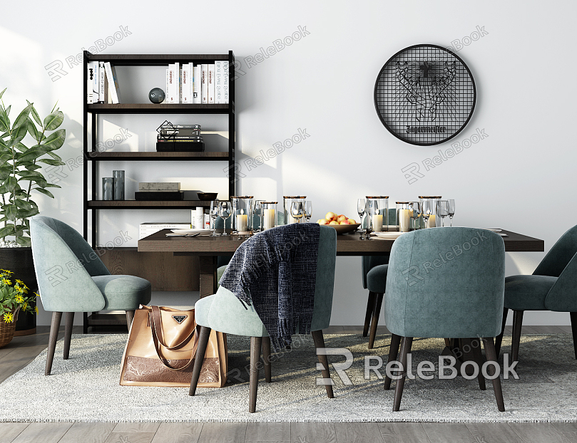 Nordic Dining Table and Chair Combination model