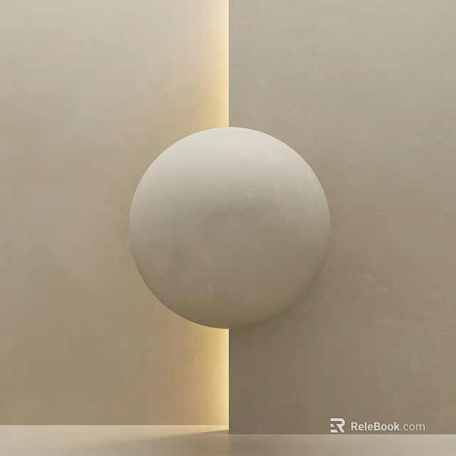 Minimalist Modern Light Colored Walls with Circular White Matte Sphere at Two Shades Junction 3d model 