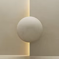 Minimalist Modern Light Colored Walls with Circular White Matte Sphere at Two Shades Junction
