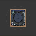 Entertainment Appliance Internal Structure Featuring Blue Turntable Silver Components And Wooden Base