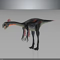 Feathered Dinosaur Character With Red Crest Dark Body Red Patterns Long Neck 3d model