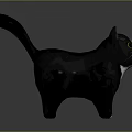 Black Cat With White Chest Paws And Yellow Eyes Standing On Gray Background