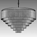 Modern Luxurious Crystal Chandelier with Multi Tiered Transparent Strips and Metal Frame Illuminated Design