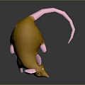 Game Movie Character Orange 3D Mouse with Pink Ears Pink Tail and White Eyes