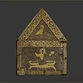 Gabled Decorative Box With Gold Animal Patterns And Intricate Carvings