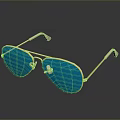 Aviator Sunglasses With Gold Frame Blue Reflective Lenses And Surface Reflection 3d model