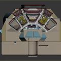 3D Architectural Model Featuring Modern Structural Design Transparent Panels And Blue Beige Components