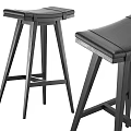 Modern Black Bar Stools With Leather Seat And Cross Leg Design For Kitchen Counter