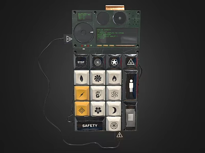 Industrial Equipment Control Panel With Multiple Function Buttons And Safety Indicators 3d model