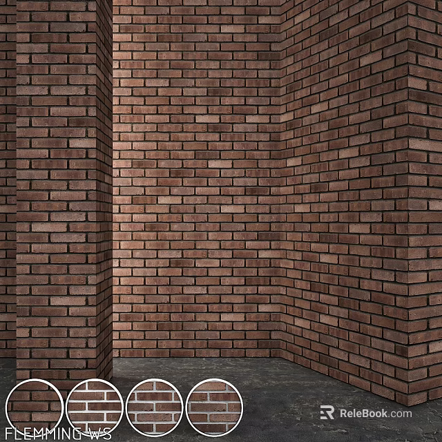 Rustic Red Brick Structural Components With Textured Walls And Columns 3d model 