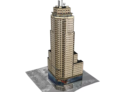 Tall Modern Skyscraper 3D Model with Architectural Design and Detailed Windows 3d model
