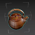 Handcrafted Wooden Teapot Decorative Ornament Set With Bamboo Handle And Textured Design