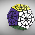 Two Intricate Colorful Geometric Polyhedrons With Multicolored Patterns And Black Lines