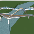 Modern Landscape Bridge Design Two Stylish Structures Spanning River With Green Surroundings 3d model