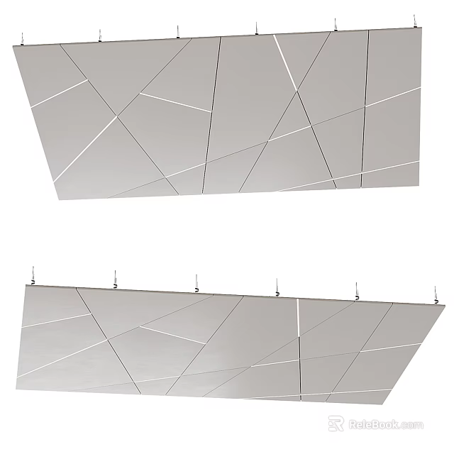 Modern Ceiling Design With Geometric Panel Patterns And Clean Linear Lines 3d model 