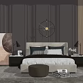 Modern background double bed simple bedding combination 3d model