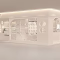 Elegant Modern White Specialty Store Interior With Curved Display Counters And Products 3d model