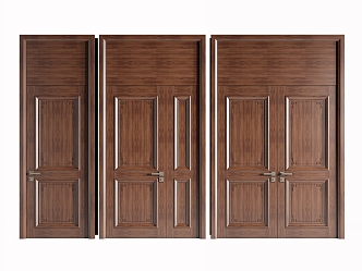 New Chinese style solid wood door set door lintel notoginseng door opposite door interior door 3d model