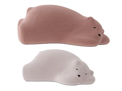 Cute Bear Shaped Pink And Light Gray Soft Comfortable Bean Bag Chairs 3d model
