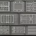 Various Ceiling Design Sketches Featuring Different Structural Layouts And Grid Patterns 3d model