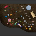 Assorted Food And Beverage Packages With Bottles Cans And Boxes On Brown Surface