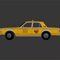 Classic Yellow Taxi Cab With TAXI Sign Chrome Grille And Black Wheels