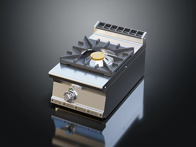 Modern Single Burner Gas Stove With Stainless Steel Surface And Knob Control 3d model