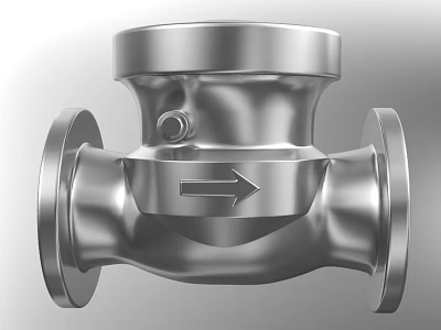Stainless Steel Industrial Pipe With Arrow Indicator 3d model