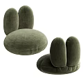 Modern Single Sofa Design With Velvet Upholstery Round Seat And Two Cushions