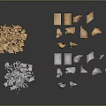 Various Colored Scrap Fragments In Different Shapes And Sizes On Dark Background