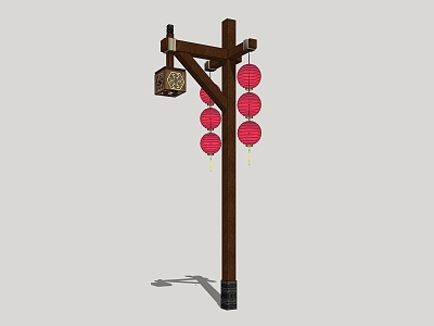 Street lamp high pole lamp folk landscape lamp 3d model