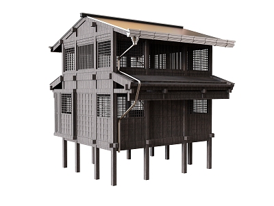 Chalet Japanese Style Chalet Building House Resort Tipper Building 3d model