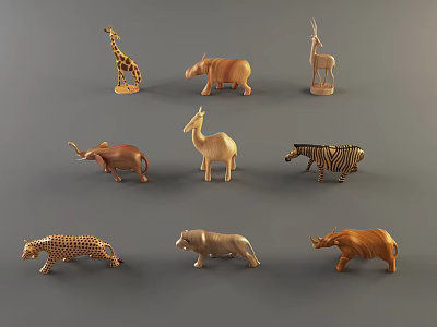 Assorted Animal Figurine Decor Set with Realistic Wild Animal Models for Home Office Decoration 3d model