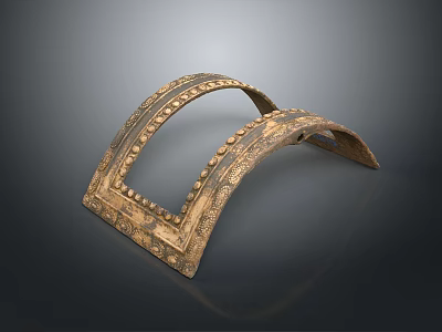 Golden Brass Decorative Arch Frame With Intricate Carvings For Vintage Home Decoration 3d model