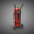 Red Wheeled Fire Extinguisher With Test Label And Mobile Cart For Industrial Safety