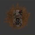 Steampunk Crawler Vehicle With Two Figures And Cannon Like Mechanical Structure On Muddy Ground