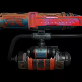 Mechanical Sci Fi Weapon With Colorful Red Blue Orange Accents And Complex Connected Structure 3d model