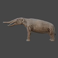 Realistic Gray Elephant 3D Model With Long Trunk Tusks And Detailed Skin Texture