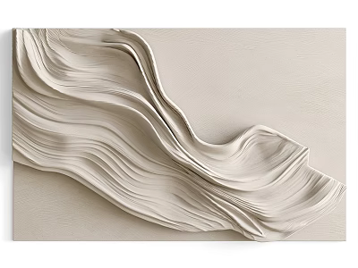 Minimalist Modern Wall Decor With Beige Flowing Wavy Textured Design 3d model