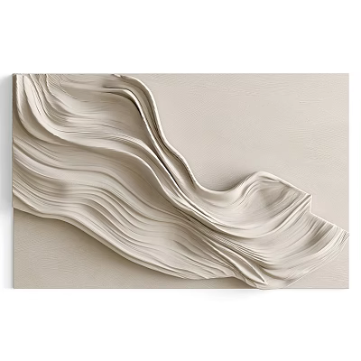 Minimalist Modern Wall Decor With Beige Flowing Wavy Textured Design 3d model
