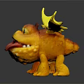 Cute Yellow Dragon Figurine With Red Body Big Eyes And Sticking Tongue